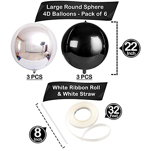 Image of KatchOn, Large Black and Silver Balloon - 22 Inch, Pack of 6 | Black and Silver Mylar Balloons for Graduation Decorations 2026 | Birthday, Bachelorette Party Decorations | Graduation Balloons