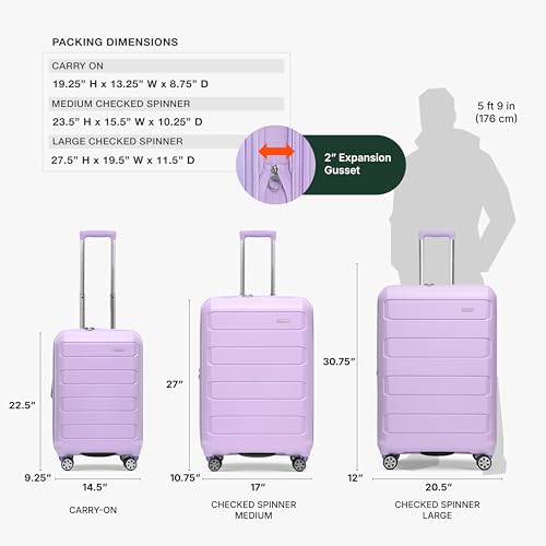 Image of Traveler's Choice Pagosa Hardshell Expandable Luggage with Spinner Wheels, Lavender, 30-Inch Large
