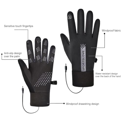 Gants chauffants électriques avec 3 modes réglables alimentés USB - 4