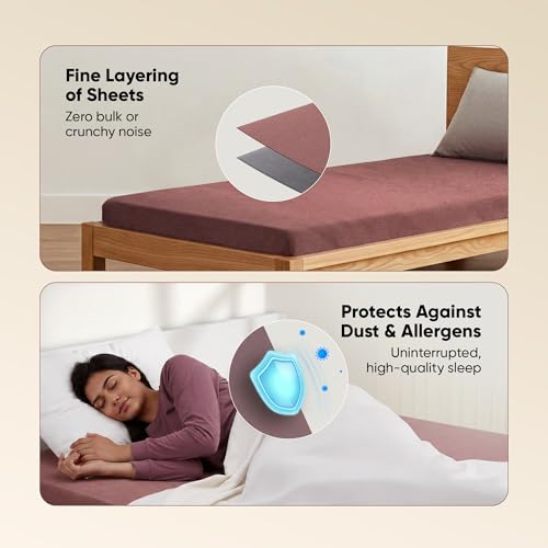 Image of Frido Bamboo Waterproof Mattress Protector for King Beds (72 x 72 Inch), Soft Bamboo Terry Comfort, Cooling Breathable & Noiseless Mattress Cover, Fit for Mattresses Up to 10 Inches (Rust Brown)