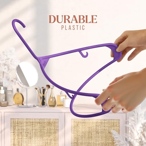 Clothes Hangers Plastic 20 Pack - Purple Plastic Hangers - Makes The Perfect Coat Hanger and General Space Saving Clothes Hangers for Closet - Percheros Ganchos para Colgar Ropa Hangars