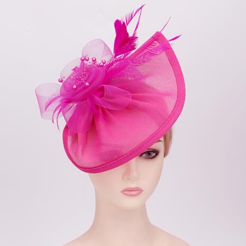 Image of DRESHOW Women Fascinator Hats Tea Party Hat Vintage Pillbox Hat Headband for Cocktail