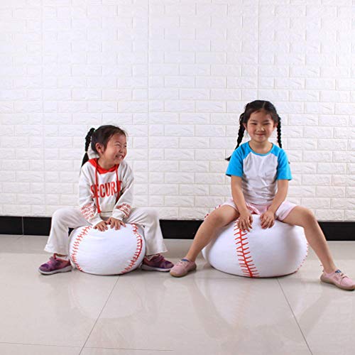 Stobok 1Pc Stuffed Animal Storage Bean Bag Chair, Baseball Toys Baseball Decor Kids Chair Beanbag Chair Stuffed Baseball Plush Pillow Stuffed Animal Storage For Kids, 16.9Inches #TOP1