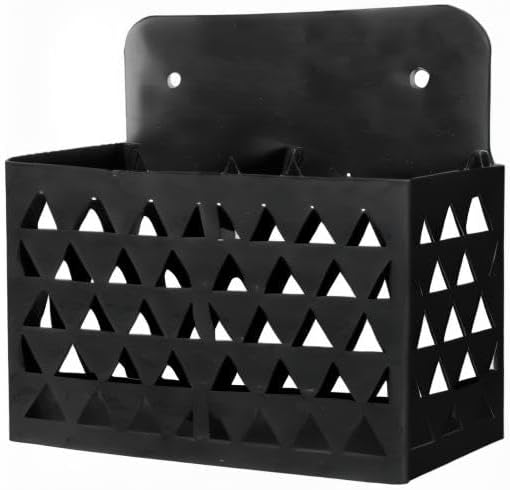 MyGift Dry Erase Marker Holder Wall Mounted with Triangle Cutout Design Modern Black Metal 2 Compartment Office Supplies Storage Bin Organizer, Desktop Pen Pencil Holder - Image 8