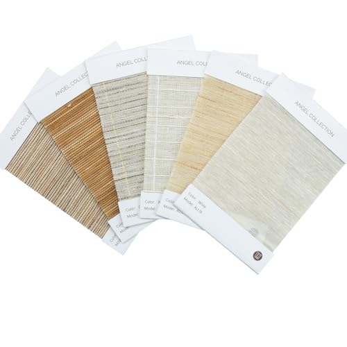 LUSTROWIN Custom Jute Shades Cordless Bamboo Roman Shades for Windows and Doors (Natural Woven) Sample Swatch Kit,6 Colors, Angel