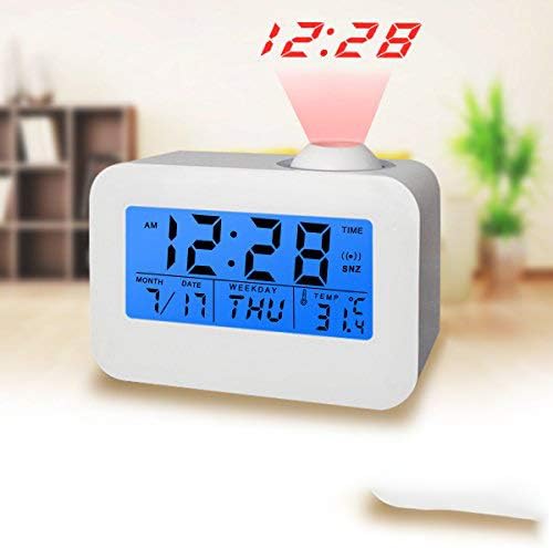 kecess Digital Alarm Clock LED Digital Alarm Clock Ceiling Clocks Display Time, Date, Week and Temperature (Projection Clock)