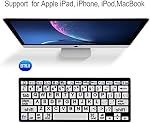 HXMJ - Grande impression Mini Clavier Bluetooth compatible avec iPad, iPhone, iPod, MacBook pour les aînés et les personnes malvoyantes en blanc à faible vision