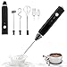 Espumador de Leche Electrico, 3 en 1 Batidor Eléctrico USB Recargable, con Ajustable 3 Velocidades, Batidor de Leche de Acero Inoxidable para Café, Café con Leche, Latte Cappuccino, Huevo (Negro)