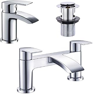 Hapilife Cloakroom Basin Sink Mixer Tap + Bath Filler Bathroom Taps Set