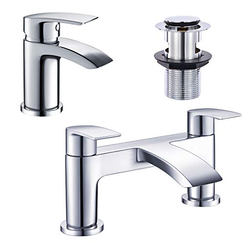 Hapilife Cloakroom Basin Sink Mixer Tap + Bath Filler Bathroom Faucet Set TT51