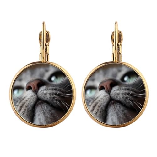 Boucles d'oreilles clips chat en or pendantes pour oreilles non percées