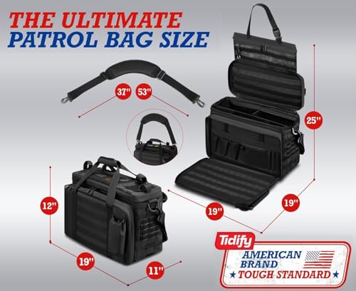 Tidify Patrol Bag Organizer Used By Law Enforcement Police Gear and Military Grade - Water Resistant Police Officer Duty Bag - Heavy Duty Car Front Seat Organizer with Multiple Storage Space