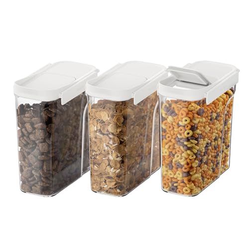 Bentgo Pantry - 6-Piece Airtight Cereal Containers, Easy Push & Pour Lid, Stackable & Clear BPA-Free Storage, Locking Lids for Freshness – Ideal for Kitchen & Pantry Organization (Snow)