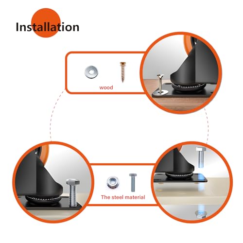 Image of 5 Inch Caster Wheels, Casters Set of 8 Heavy Duty, Orange Polyurethane (PU) Casters, Industrial Swivel Top Plate Castor Wheels for Workbench /Furniture /Cart (Pack of 8)