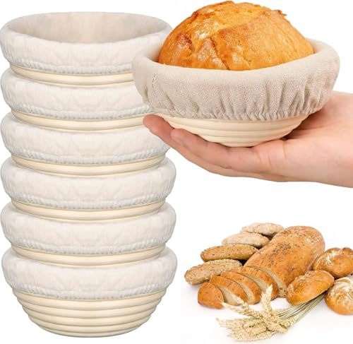 Panier de fermentation en rotin 15 cm : évitez la pâte qui colle (lot de 6)