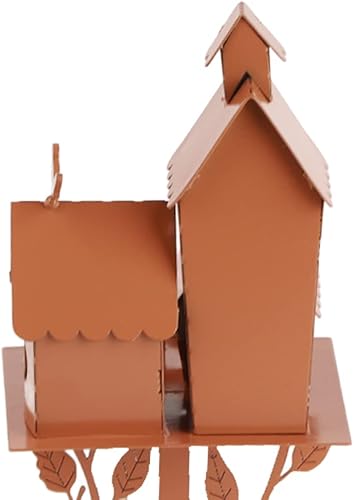 Miniatura 7 de JTLB Estacas de jardín para pajareras, casa de pájaros de metal con poste, arte de metal, casa de pájaros, casa de colibrí, casa de pájaros de metal