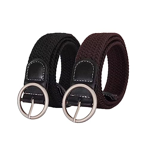 Swtddy 2 Pack Women's Stretch Braided Web Belts Elastic For Jeans Casual Pants Dresses Belt