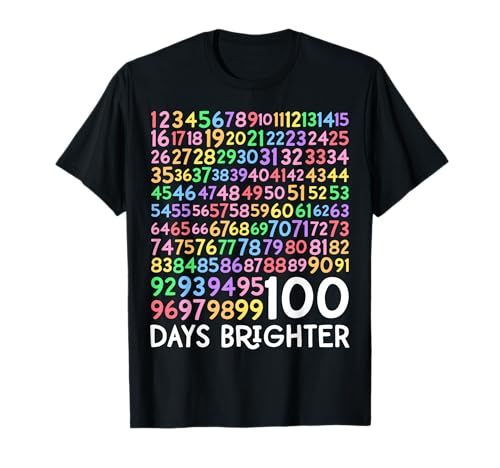 100th Day of School Teacher 100 Days Brighter Math Numbers T-Shirt