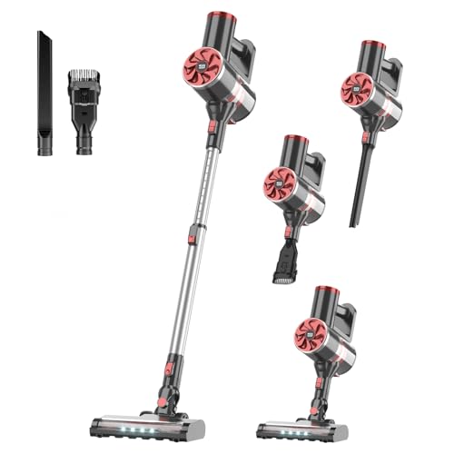 Cordless Vacuum Cleaner, Self-Standing, 40Kpa Powerful Suction Stick Vacuum with Smart LED Display, 40Min Long Runtime Brushless Motor, Lightweight Vacuum for Hardwood Floor Carpet Pet Hair
