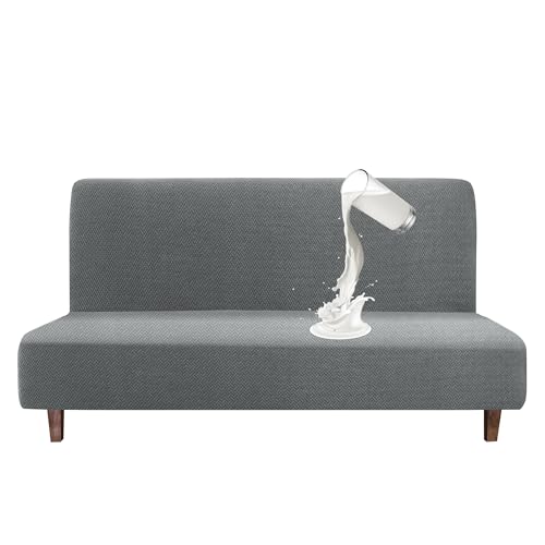 CZL Copri Divano Senza Bracciolo Impermeabile Copridivano 3 Posti Senza Braccioli Elasticizzato Copridivano Senza Braccioli Copripoltrona Senza Braccioli per Divano Futon Casa Soggiorno - Grigio Scuro