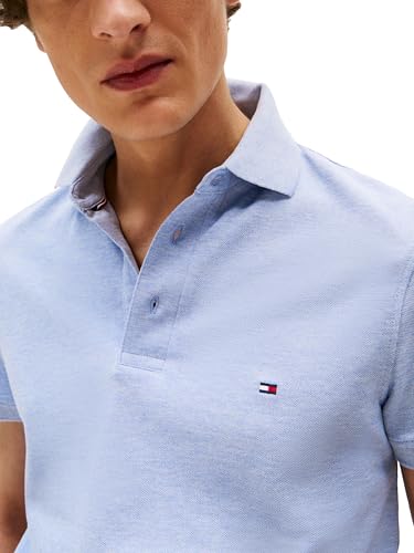 Image of Tommy Hilfiger Men's Short Sleeve Polo Shirts in Slim Fit with Stretch and Organic Pique Cotton