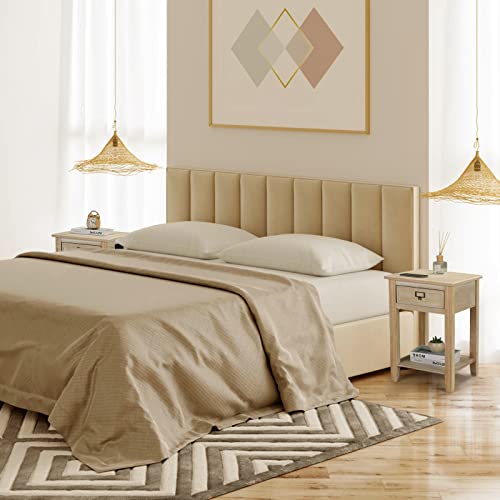 Wnutrees End Table With Charging Station,2 Usb Ports And 2 Outlets,Nightstand Bedside Table With Drawer And Open Storage Shelf,For Living Room Bedroom,Naturl,Set Of 2. #TOP3