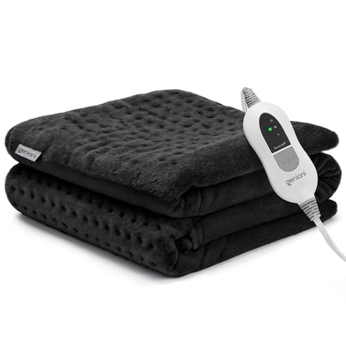GENIANI Electric Throw - XL Electric Heating Pad for Back Pain & Cramps Relief, Birthday for Women Men Auto Shut Off, Machine Washable, Heat Pad for Neck & Shoulder (12'βΓ24" Black)