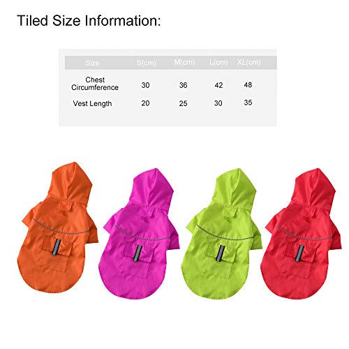 Ajcoflt Verão Ao Ar Livre Cachorro Pet Casaco de Chuva com Listra Reflexiva & Bolsos Casacos Com Cap
