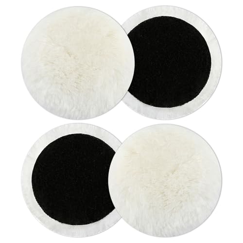 Lot de 4 Disques de Polissage 125mm en Laine, Tampon de Polissage avec Face en Laine d'agneau et Dos Adhésif pour Bosch Ponceuse Excentrique, Pad Polissage Voiture/Meubles/Phares/Sols en Liège