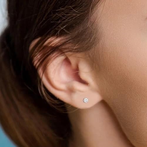 1 Ct Round Lab Grown Diamond Stud Earrings 14K White Gold Classic Solitaire Screw Back Basket Design Women's Elegant Jewlery Daily or Gifting Use