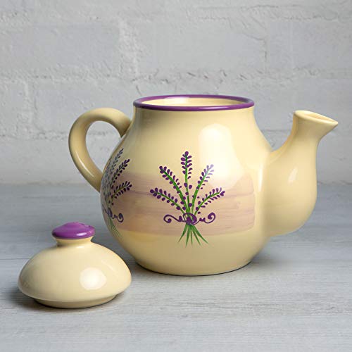Elegant City to Cottage 60 oz Ceramic Teapot for Blooming & Loose Leaf Tea - Handcrafted Premium Teaware in Cream Lavender Floral Design - Image 6