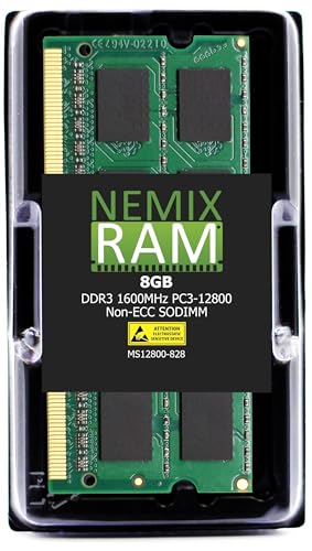 Image of NEMIX RAM 8GB (1X8GB) DDR3 1600MHZ PC3-12800 2Rx8 1.35V 204-PIN Non-ECC SODIMM Compatible with Synology Rackstation Diskstation RAM1600DDR3L-8GB NAS Memory
