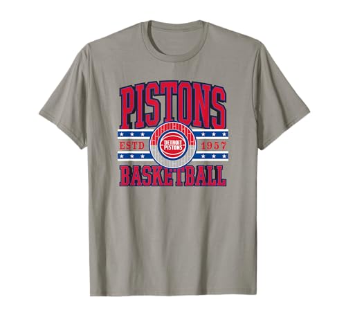 Detroit Pistons Adult Unisex Classic NBA T-Shirt, Grey, X-Small, Short Sleeve, Crew Neck, Regular Fit