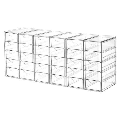 Image of Vtopmart Acrylic Organizer with 30 Drawers, Desk Organizers and Accessories, Clear Makeup Organization, Dustproof Storage Drawers for Office Art Craft Supplies