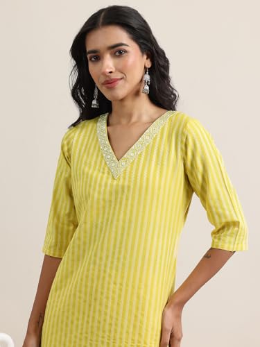 Image of Libas Woven Design Cotton Blend Straight Kurta With Salwar and Dupatta