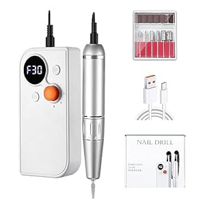 Nail Grinding Machine 30000RPM Rechargeable Nail Drill Machine for Polished Exfoliation with LCD Display Low Noise Nail Drill Sander for Gel Nails for DIY Home or Salon Mani-Pedis