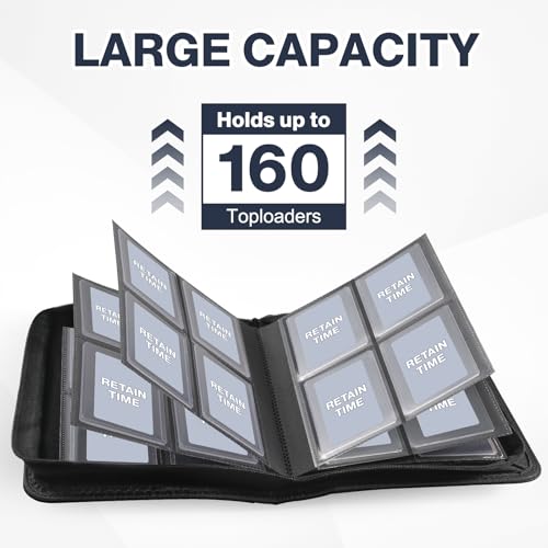 Image of Top Loader Binder 4 Pocket, Holds 160 Toploaders, 100 Toploaders INCLUDED | Toploader Binder for 3 inch x 4 inch Rigid Toploaders, Trading Card Binder for TCG, MTG, Sport Cards, PU Leather Cover, Side Loading
