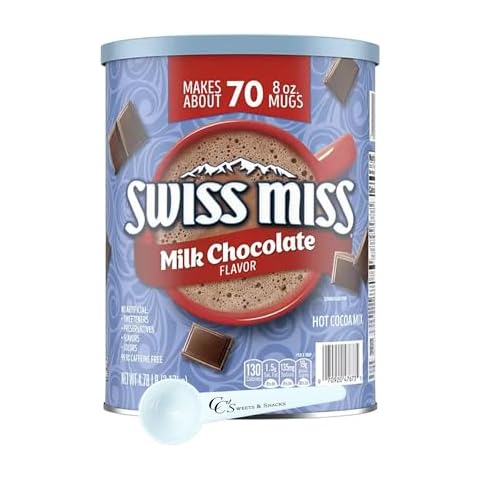 Swiss Miss Milk Chocolate Hot Cocoa Mix Canister, 70 Servings, 4.78 lb W/CC's Sweets and Snacks Scoop Cover