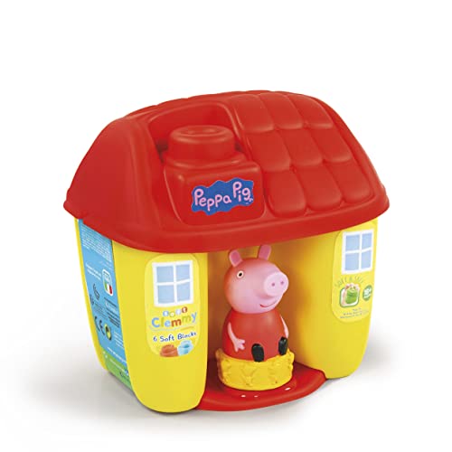 Clementoni - 17346 - Soft Clemmy - Secchiello Peppa Pig - Gioco Prima Infanzia Made in Italy - Mattoncini Costruzioni Morbide - Giocattolo per Bambini 18-36 Mesi, Multicolore