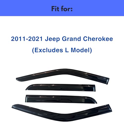 Image of IG Window Visors Fit for 2011-2021 Jeep Grand Cherokee, Out-Channel Rain Guards Vent Wind Deflectors 4PC, Car Accessories for 11-21 Grand Cherokee (Excludes L Model)