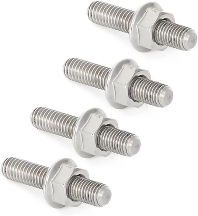 Upgrade Replacement for Twin 84-16 Replacement for Sportster XL 1200 883 86-17 Port Studs Nuts Pipe Butt Screws Both-Ends Screw-in Bolt 4/8 Pcs (4pcs)