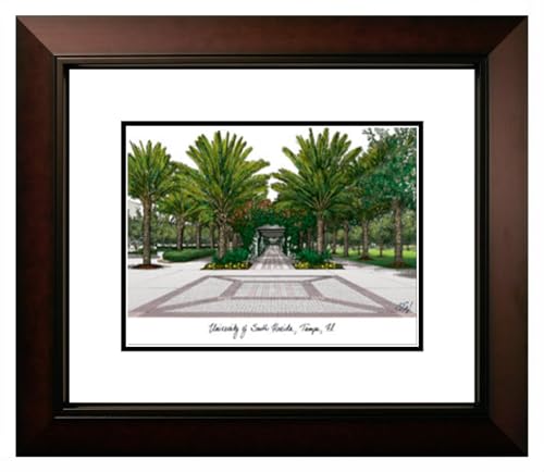 Campus Images University of South Florida Landmark Lithograph – Legacy Black Cherry Frame, White & Black Mat, Officially Licensed Wall Art