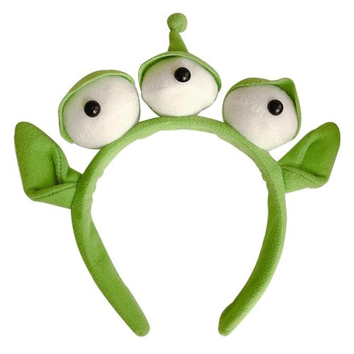 Alien Headband for Kids & Adults - 3-Eyed Green Alien Fun Toy Story Inspired Costume Accessory , Soft Alien Headpiece with 3D Eyes & Ears for Halloween, Birthday, Cosplay, Parties, Festivals,Events