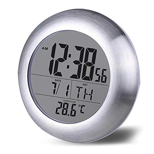 FORNORM Digital Shower Clock, Bathroom Clock Waterproof Shower Clock Temperature Humidity Wall Shower