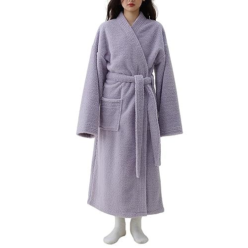 Genérico - Vestido de dormitorio para mujer, de felpa de invierno, suave, con cordones y bolsillos, para pareja, albornoz de baño, confort y cálido, pijama de ocio, ropa de dormir de moda, camisón de