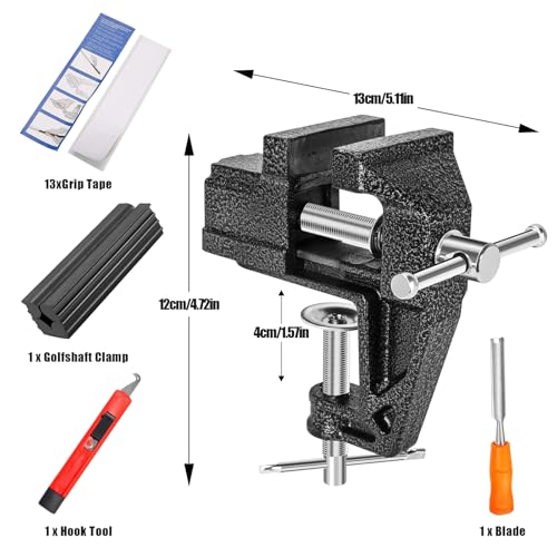 Lwuey Golf Grip Kit, Regripping Golfschläger Werkzeug zum Entfernen Gummi Schraubstock Hakenklingen 15 Streifen Doppelseitiges Klebeband Golfgriffe Montageset Wechsel Zwinge Reparieren Zubehör