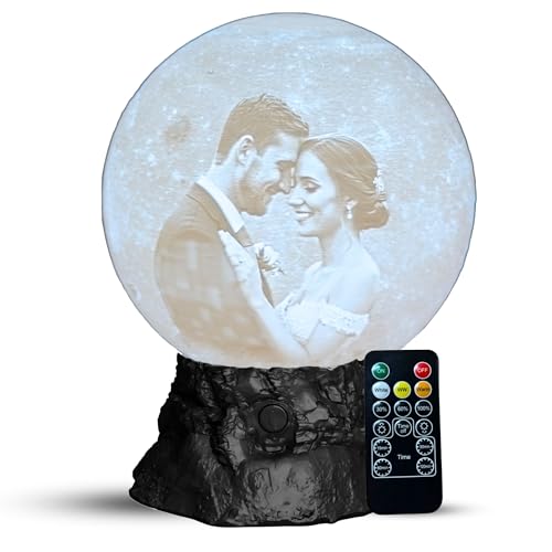 MOMO3D Custom Moon Lamp with Photo & Text, 3D Night Light