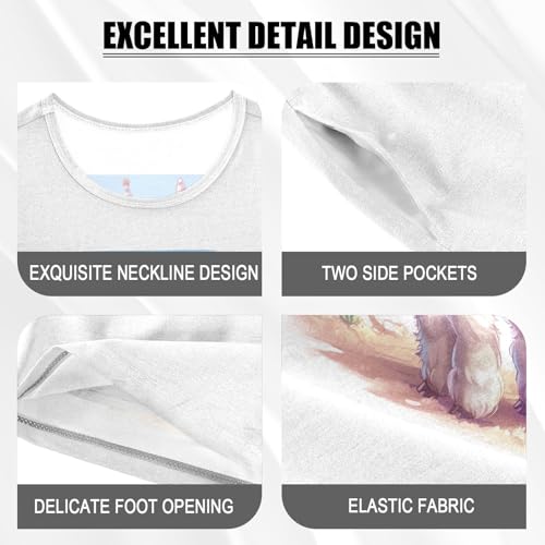 Llama Cactus Rainbow Pastel Pajama Set Short Sleeve PJS 2 Piece Summer Pajamas Shorts Sets Cotton 5Y4