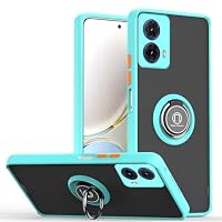 Handyhülle Für Motorola Moto G55 – Mit 360° Ringständer, Objektivabdeckung & Magnet, Stoßfest, Blau