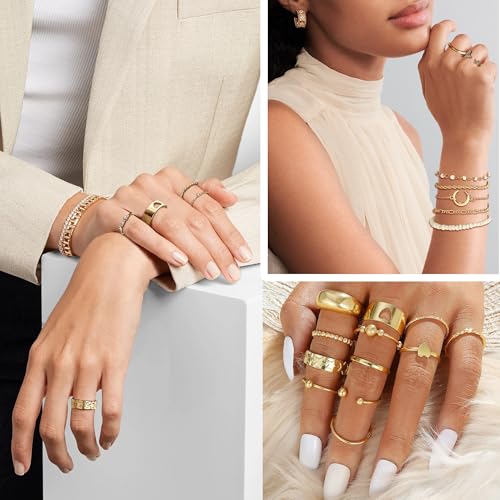 RIOSO 86Pcs Gold Jewelry Set for Women Gold Plated Costume Jewelry Necklace Pack Fashion Gold Jewelry2